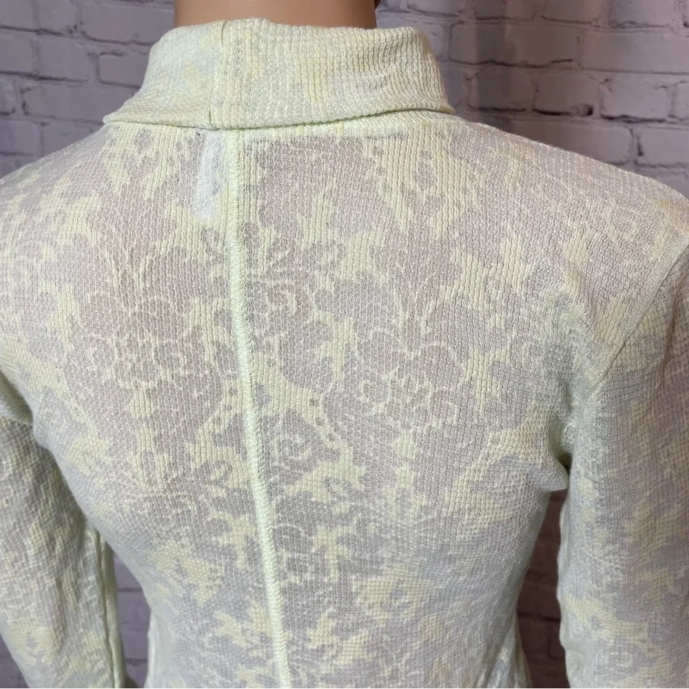 New Free People Light Green You and I Long Sleeve Turtleneck Top Size S